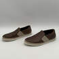 Mens Brown Leather Round Toe Espadrille Slip-On Loafer Shoes Size 7 image number 3
