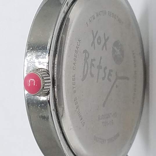 Betsey Johnson 42mm WR 3ATM White Dial Crystal Accented Stainless Steel Watch image number 8