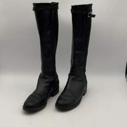 Cole Haan Womens Black Leather Braided Side-Zip Pull-On Knee High Boots Size 9.5