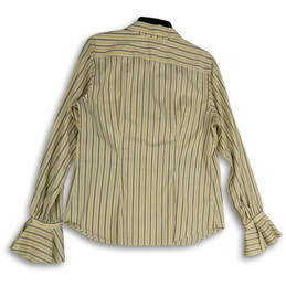Womens Tan Striped Bell Sleeve Collared Regular Fit Button-Up Shirt Size L alternative image