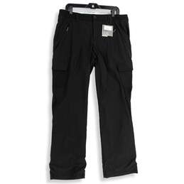 NWT Eddie Bauer Womens Black Flat Front Zipped Pocket Cargo Pants Size 12