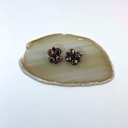 Designer Joan Rivers Gold-Tone Crystal Cut Stone Flowers Stud Earrings