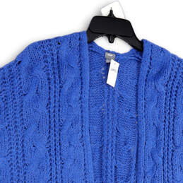 NWT Womens Blue Knitted Sleeveless Open Front Cardigan Sweater One Size