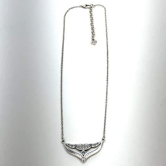Designer Brighton Silver-Tone Triangle Rhinestone Chain Pendant Necklace image number 2
