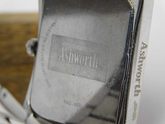 Ashworth ASG-003 Silvertone Stainless Steel White Woven Dial Mens Watch 128.6g image number 5