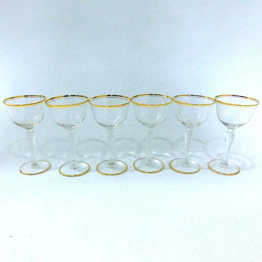 Vintage Gold Rim Champagne/Sherbet Glasses Set of 6 image number 1