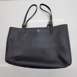 Tory Burch Black Leather Large Tote Bag