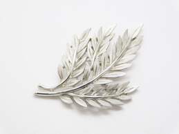 Vintage Crown Trifari Brushed Silver Tone Leaf Brooch 11.3g