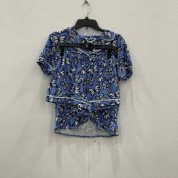 Kate Spade New York Womens Blue Butterfly Button Up Shirt Shorts & Pajama Set XS