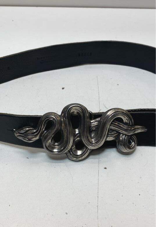 Streets Ahead Elena Silver Snake Buckle Leather Belt Size S/M image number 3