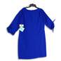 NWT CeCe Womens Blue Round Neck 3/4 Sleeve Back Zip Shift Dress Size 16 image number 2