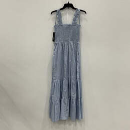 NWT Womens White Blue Striped Sleeveless Square Neck Maxi Dress Size Medium alternative image