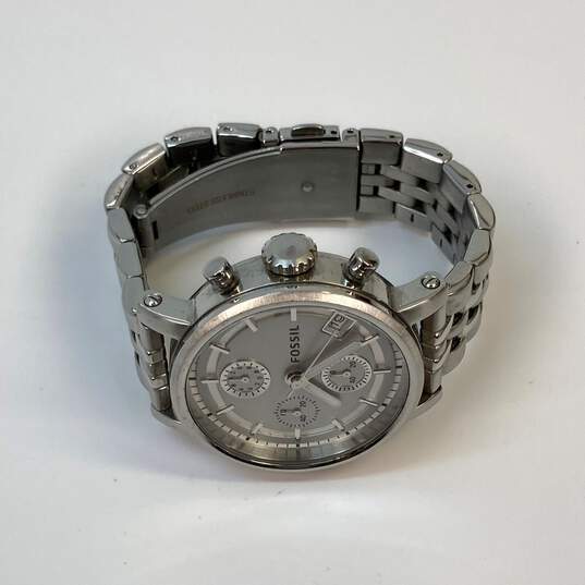 Designer Fossil ES-2198 Silver-Tone Boyfriend Chronograph Bracelet Wristwatch image number 2
