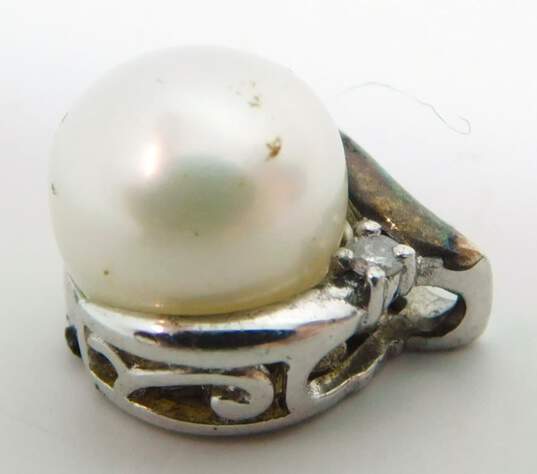 925 & 14K Gold Pearl & Diamond Accent Pendant 1.7g image number 3