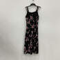 NWT Womens Black Floral Sleeveless Smocked Ruffled A-Line Dress Size Large image number 2