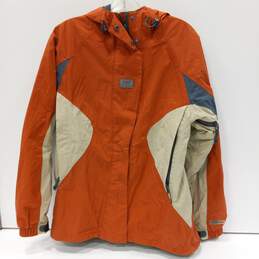 Helly Hansen Full Zip Parka Style Orange & Beige Jacket Size Medium