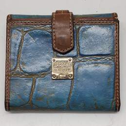 Dooney & Bourke Blue w Brown Leather Trim Compact Wallet