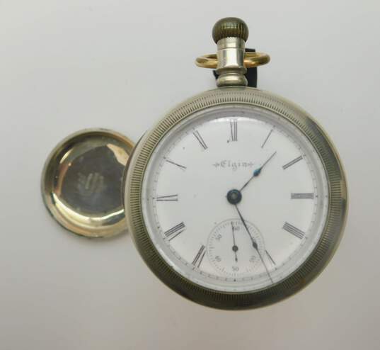 Antique 1900's Elgin 15 Jewels Open Face Pocket Watch 149.2g image number 1