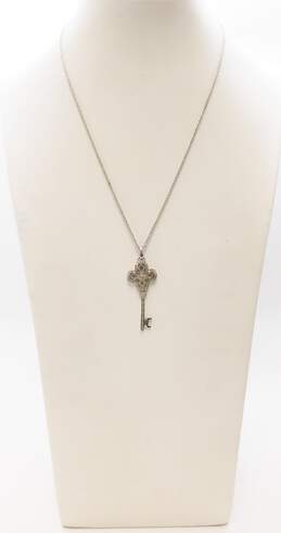 Romantic Sterling Silver Iolite & Diamond Accent Key Necklace & Earrings 17.4g alternative image