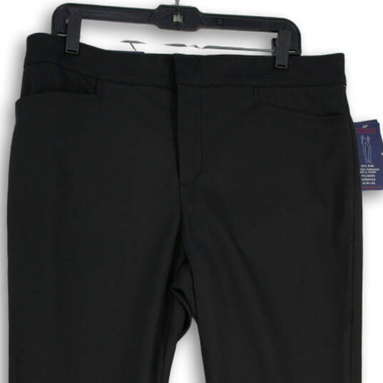 Buy the NWT Womens Black Pockets Flat Front Straight Leg Dress Pants Size 14