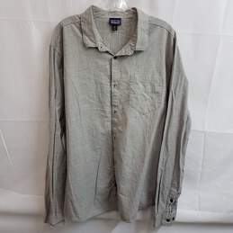 Patagonia Long-Sleeved Organic Cotton Slub Poplin Shirt Grey Size XXL