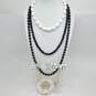 Vintage Bohemian Black Czech Glass Necklaces w/Milk Glass Necklace Bracelet & Earrings 239.4g image number 1