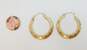 14K Yellow Gold Stamped Puffed Geometric Hoop Earrings 3.7g image number 5