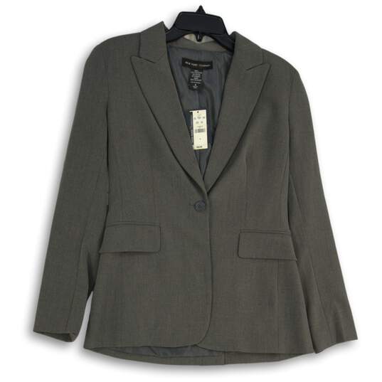 NWT New York & Company Womens Gray Single Breasted One Button Blazer Size 4 image number 1
