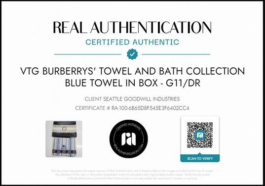 Burberry Vintage Towel & Bath Collection Blue Towel IN BOX AUTHENTICATED image number 5