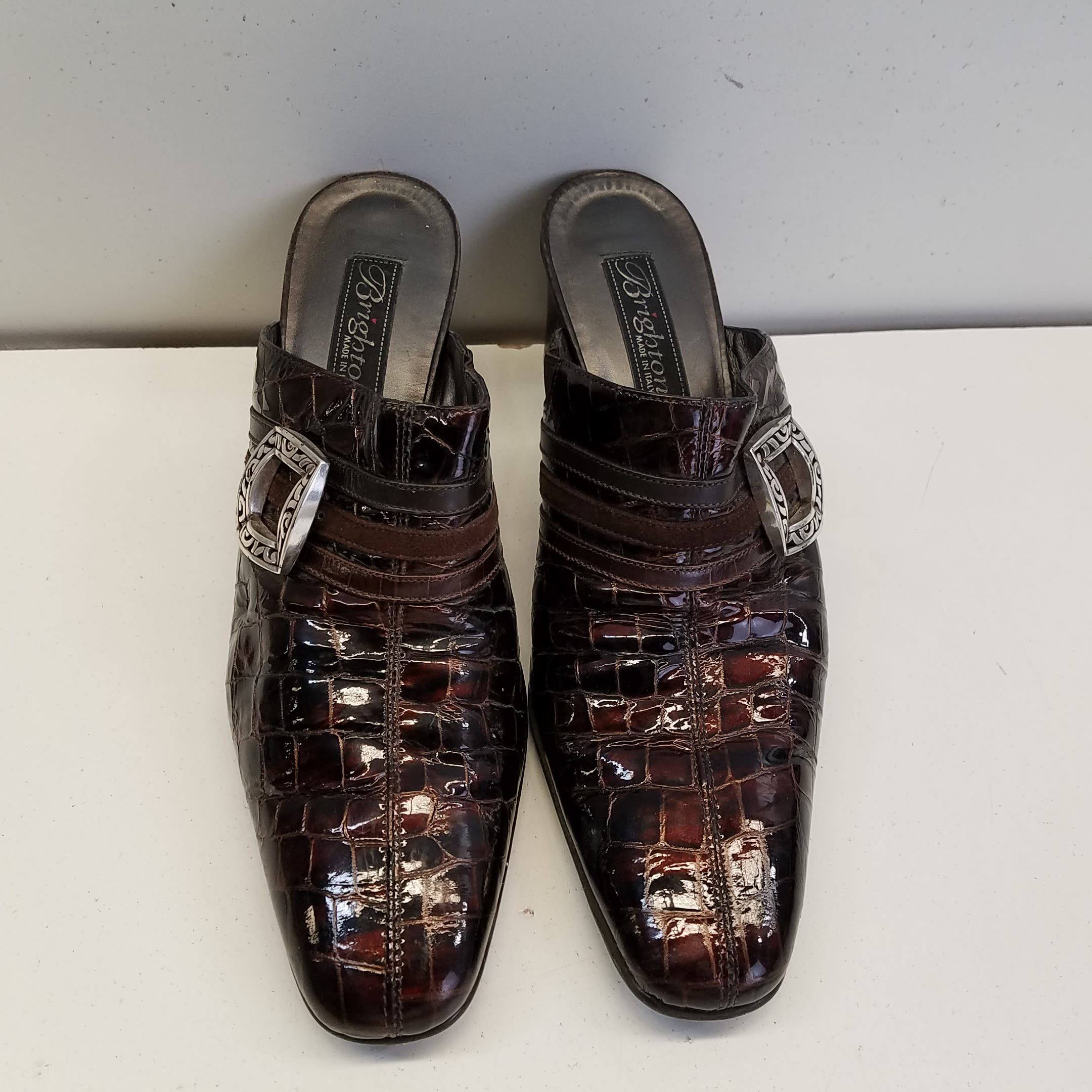 BRIGHTON closed toe heels black croc snake leather | Black heels, Closed  toe heels, Snake leather