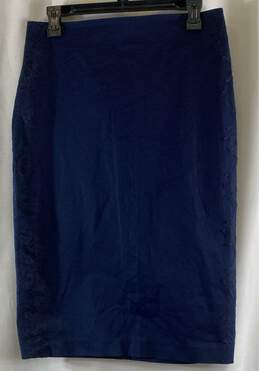 NWT NY & Co. Womens Navy Blue Lace Panels Back Zip Straight & Pencil Skirt Sz 6