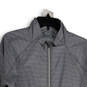 Womens Gray Striped Mock Neck Long Sleeve Full-Zip Jacket Size Medium image number 2