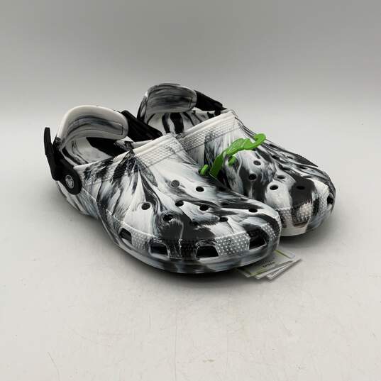 NWT Crocs Womens Black White Classic Adjustable Tie Dye Clogs Size 12 image number 1