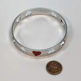 Designer Swarovski Nettle Silver-Tone Red Enamel Heart Bangle Bracelet alternative image