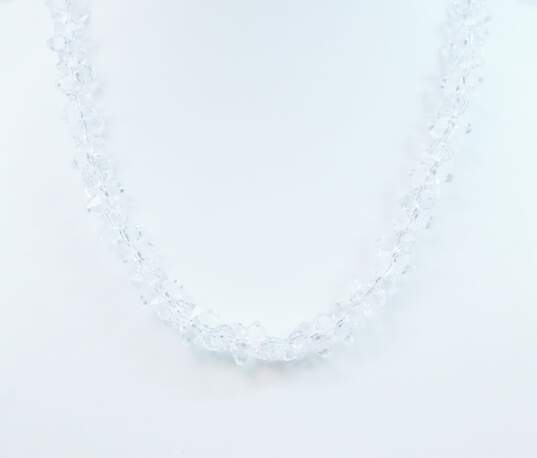 Romantic 925 Sterling Silver Crystal Bead Necklace Bracelet & Drop Earrings 58.6g image number 2