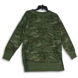 Old Navy Womens Green Camouflage Crew Neck Long Sleeve Pullover Sweatshirt Sz M