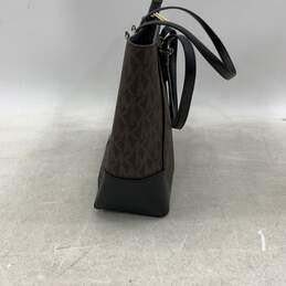 Michael Kors Womens Tote Bag Purse Signature Print Zipper Black Brown Leather alternative image