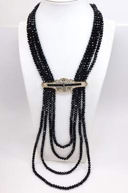 Heidi Daus Gold Tone Black & Clear Crystal Art Deco Style Necklace 201.2g alternative image