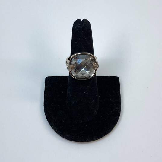 Designer Brighton Silver-Tone Venus Rising Solitaire Crystal Stone Band Ring image number 1