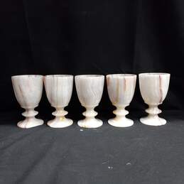 Bundle Of 5 Marble Glass 5" Goblets