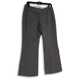 Womens Gray Flat Front Welt Pocket Wide Leg Dress Pants Size 8