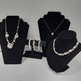 Silver and White Costume Jewelry