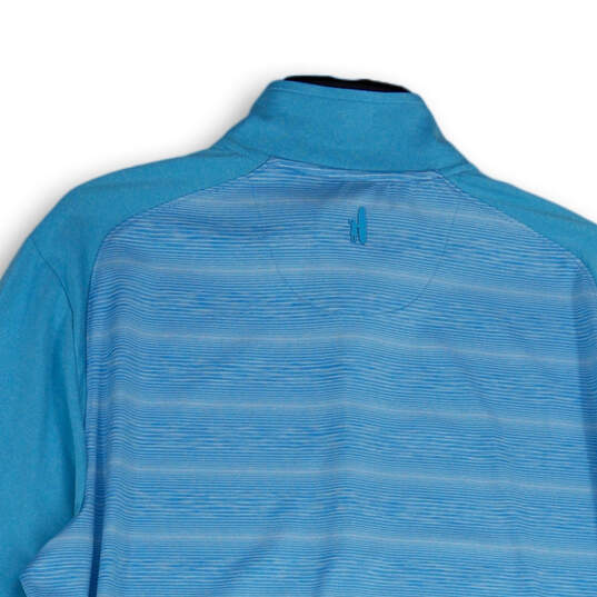 NWT Mens Blue Striped 1/4 Zip Long Sleeve Pullover Sweatshirt Size Medium image number 4