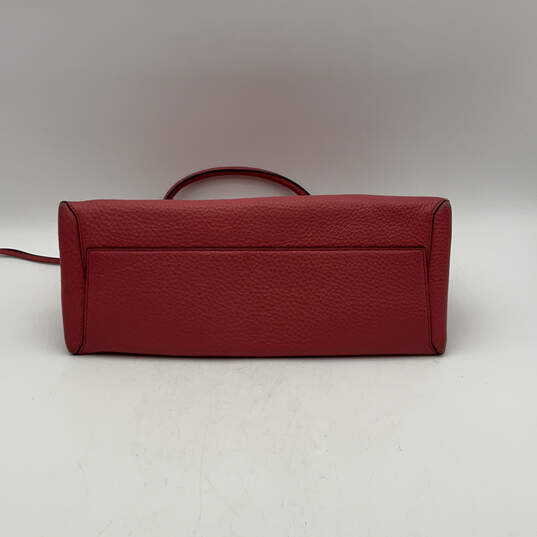 Womens Pink Leather Detachable Strap Triple Pockets Zipper Satchel Bag image number 3