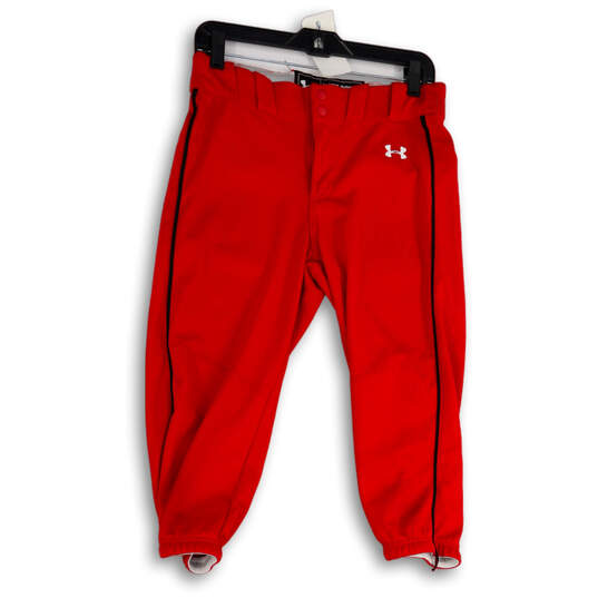 Buy the Womens Red Elastic Waist Flat Front Athletic Cropped Pants