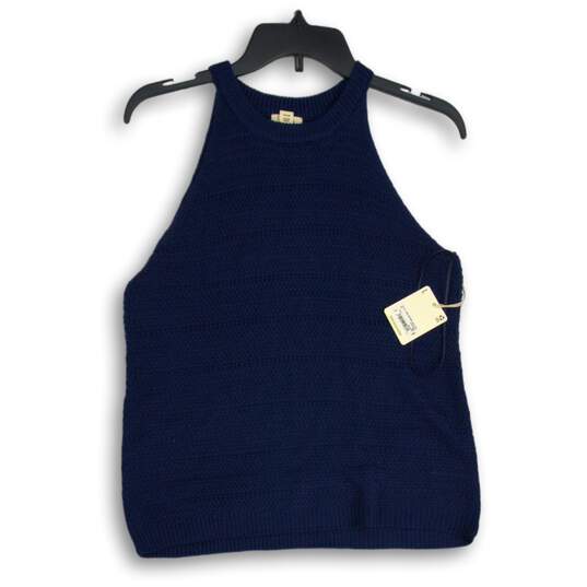 NWT A.n.a. A New Approach Womens Navy Knitted Crew Neck Tank Top Size Large image number 1