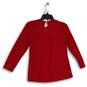 NWT Nine West Womens Red Keyhole Neck Long Sleeve Twisted Blouse Top Size XS image number 2