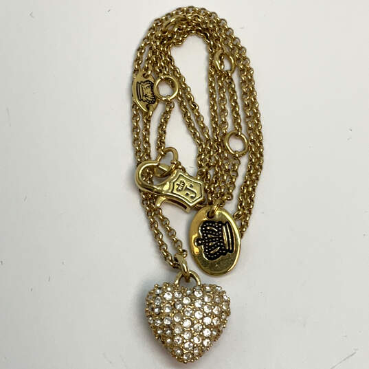 Designer Juicy Couture Gold-Tone Chain Rhinestone Heart Pendant Necklace image number 2