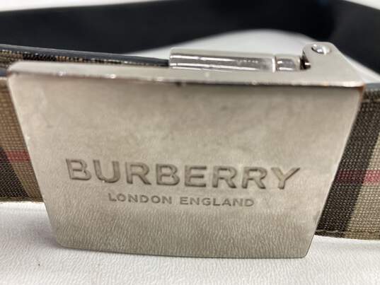 Woman's Burberry London England Brown Plaid Leather Belt W/COA Sz 38 image number 3