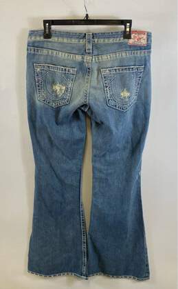 True Religion Womens Blue Medium Wash Distressed Denim Bootcut Jeans Size 32 alternative image